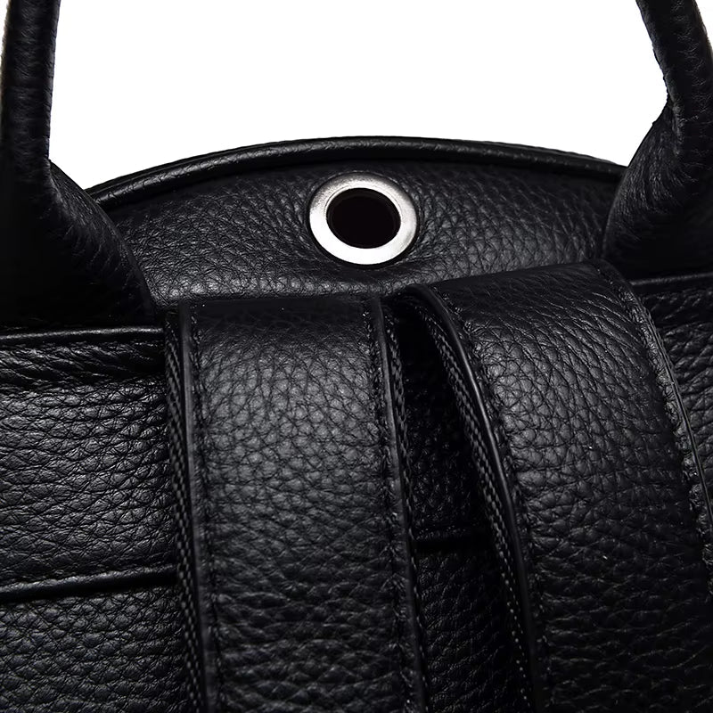 Fusion Rivet Women Backpack Brand Genuine Leather Large Capacity School Laptop Bag