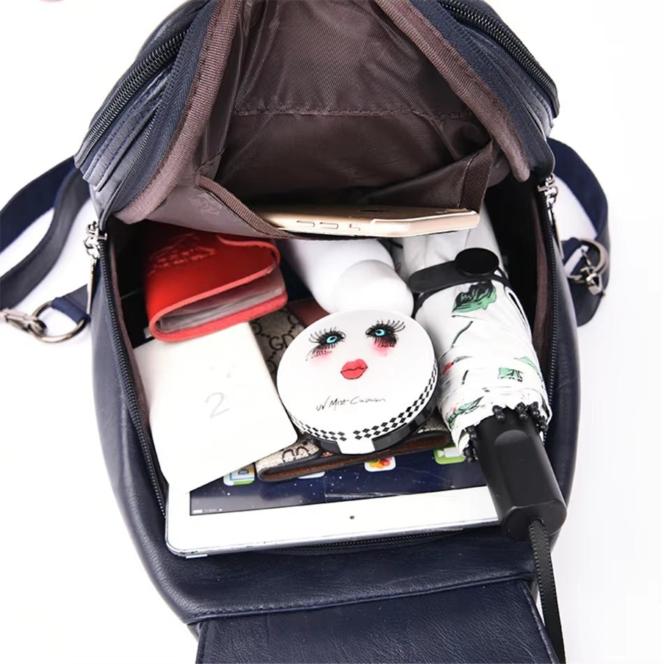 Modern Women Anti Theft Backpack Quality Leather School Shoulder Multifunction Backpack