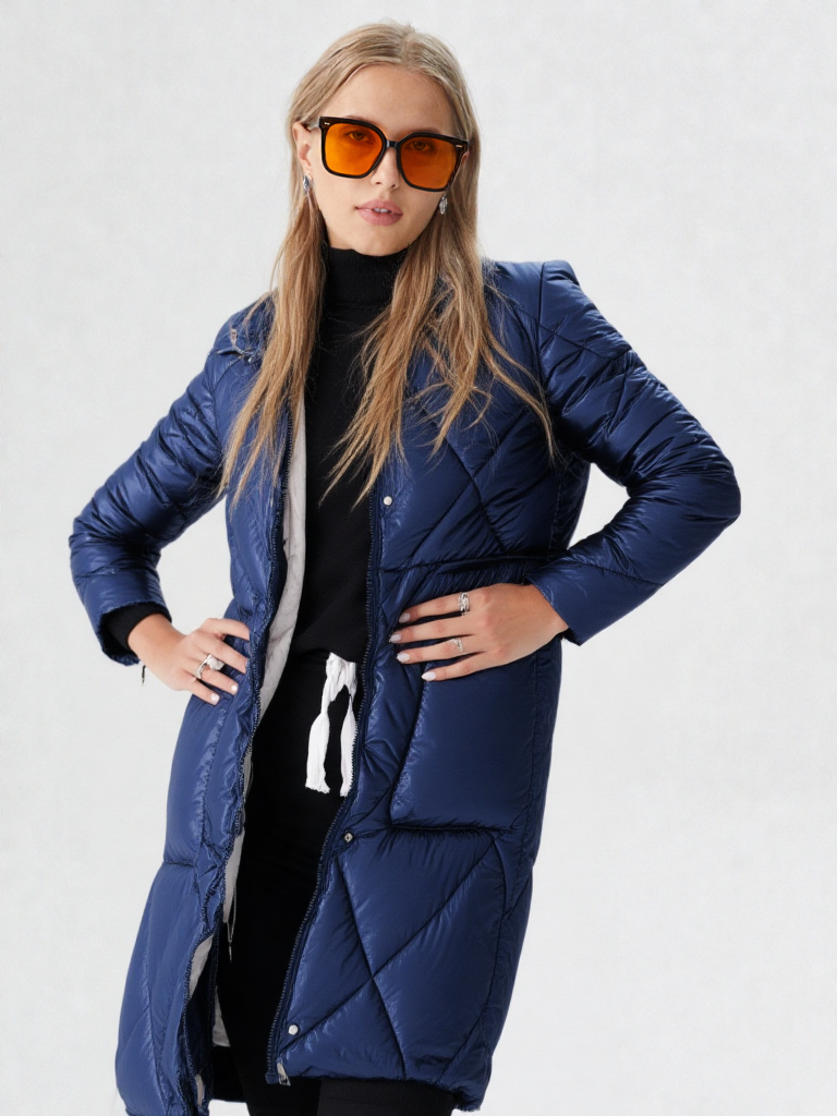 New Winter Women  Long Coat Zipper Thick Warm jacket