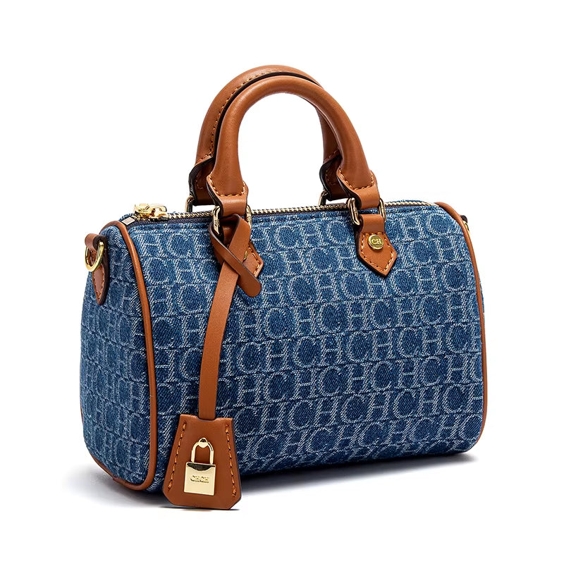 New Classic Women Shoulder Bag Cowboy Splicing Pillow Bag, Casual Party Women Handbag