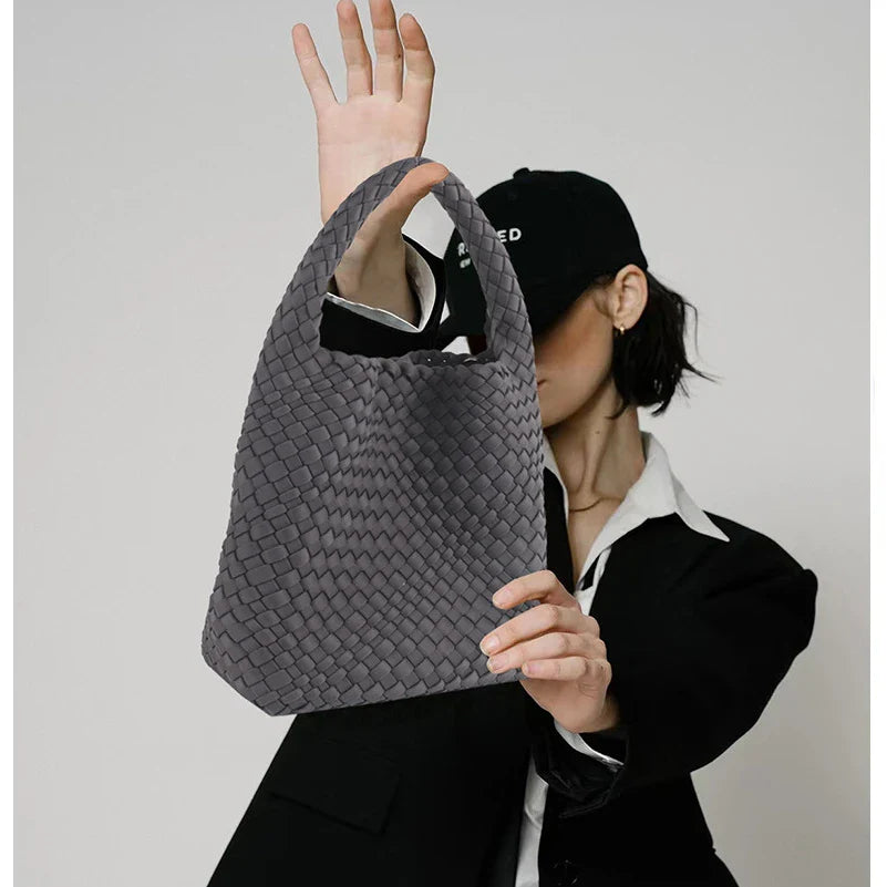 Elite Wonmen High Elastic Fabric Woven Bag Women Advanced Texture Handheld Bucket Bag Versatile Crossbody