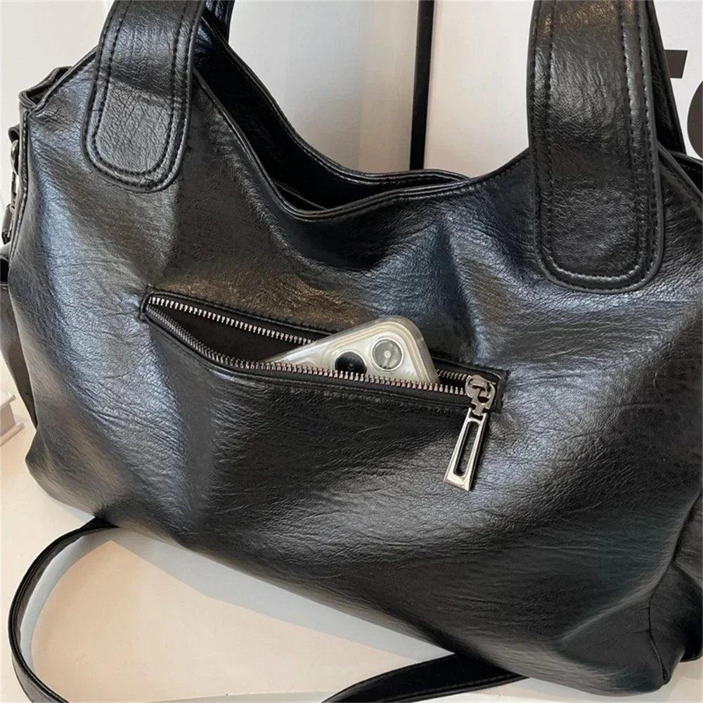New High Quality Contrasting Colors Tote Bags for Women Fashion Zipper Pu Handbags