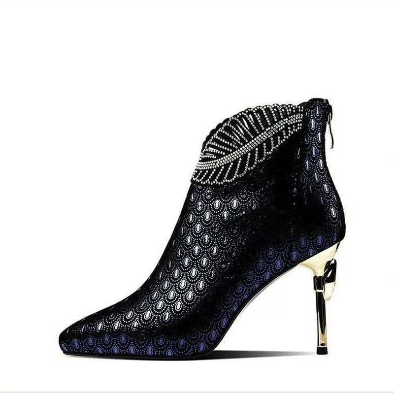 New Paris Latin Jazz Dance Boots Women New Designed Heel Pointed Toe Salsa Tango Party Casual Wear