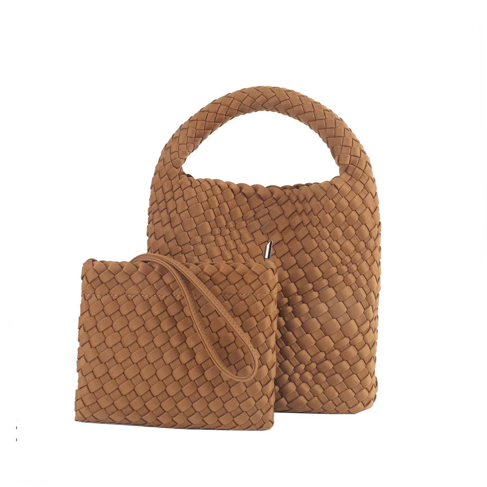 Elite Wonmen High Elastic Fabric Woven Bag Women Advanced Texture Handheld Bucket Bag Versatile Crossbody