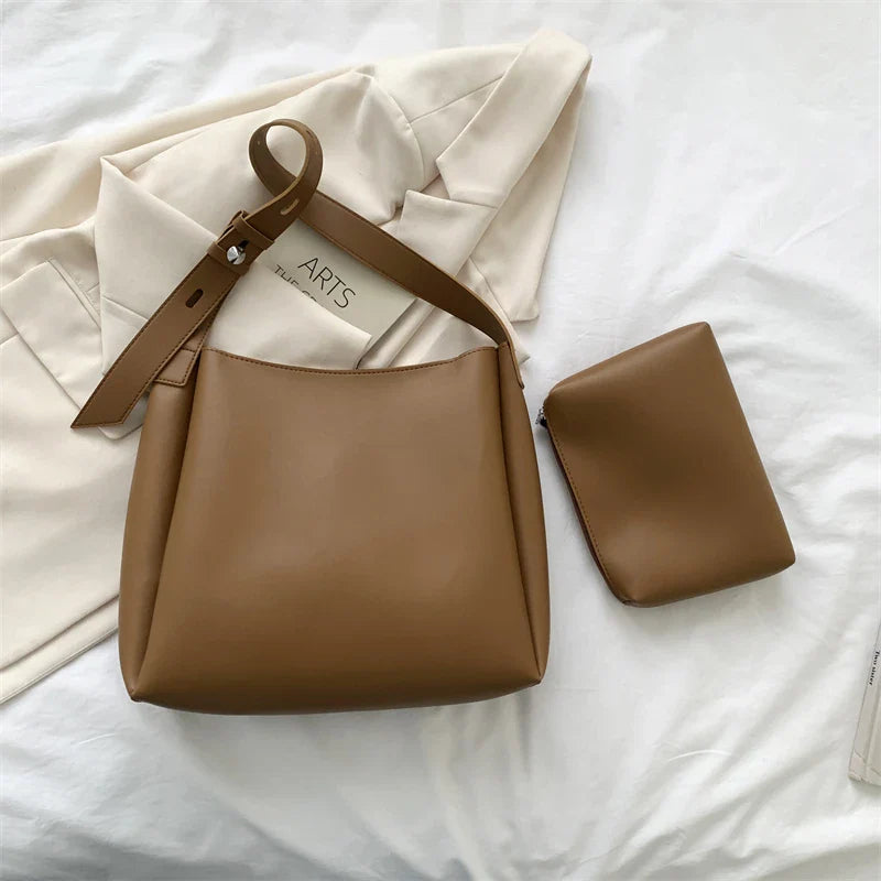 New Fashion Leather Tote Bag Female Simple Large High Capacity Shoulder Side Bag Handbags and Purse