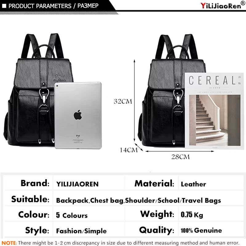 Anti Theft Backpack Women Shoulder  Leather Backpacks Women Large Capacity Bag