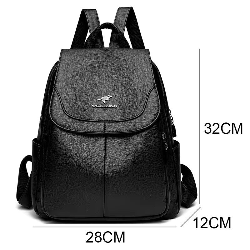 High Quality Leather Female Vintage  School Travel Bag pack Ladies Rucksack