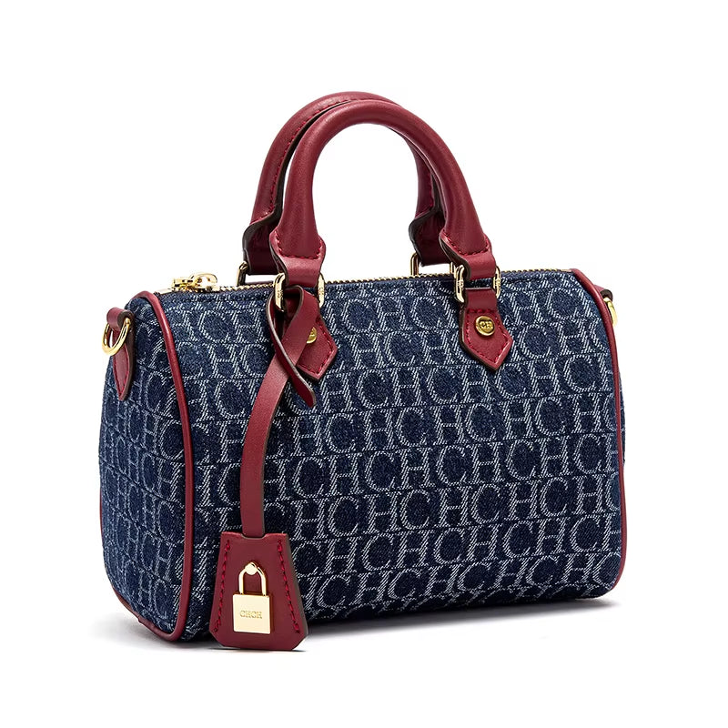 New Classic Women Shoulder Bag Cowboy Splicing Pillow Bag, Casual Party Women Handbag